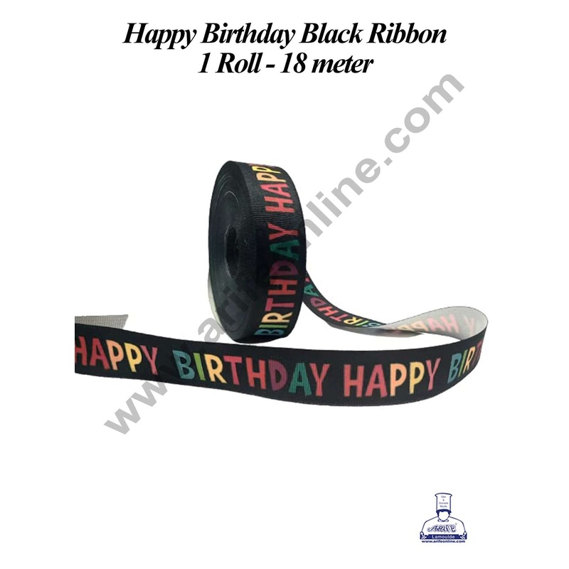 CAKE DECOR 1 Roll Happy Birthday Black Ribbon | Gift Wrapping | Decoration (SBR-PR-022)