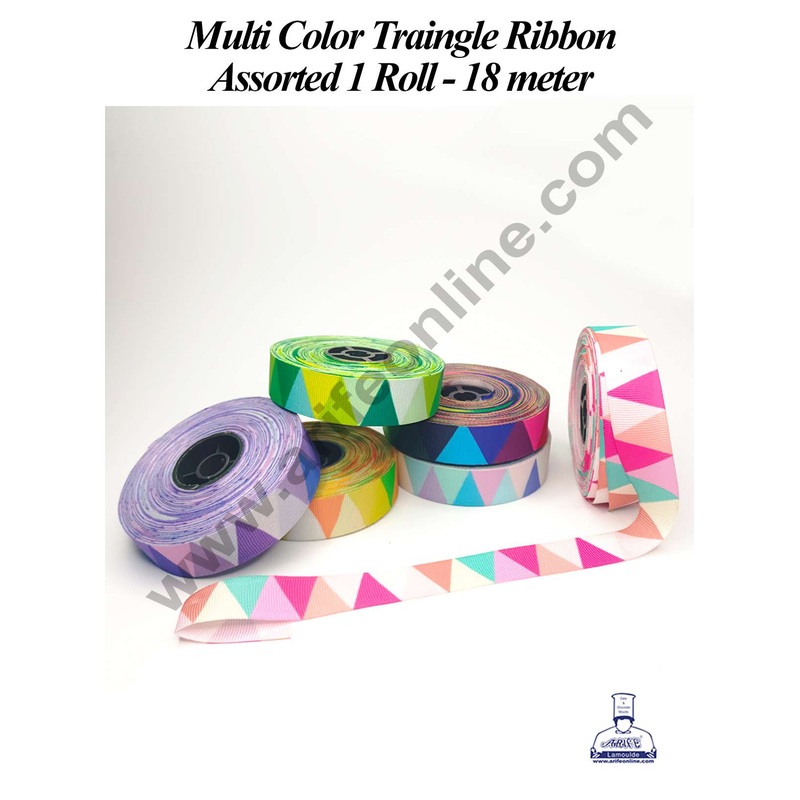 CAKE DECOR 1 Roll MultiColor Triangle Ribbon | Assorted Color | Gift Wrapping | Decoration (SBR-PR-023)