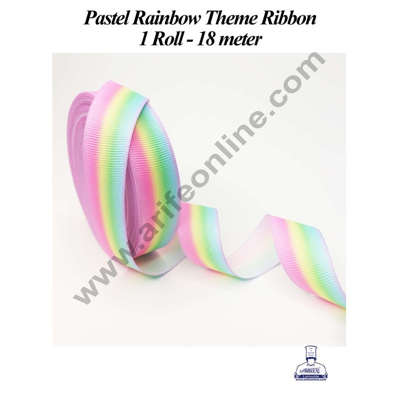 CAKE DECOR 1 Roll Pastel Rainbow Ribbon | Gift Wrapping | Decoration (SBR-PR-014)