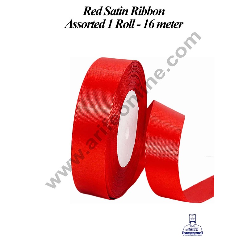 CAKE DECOR 1 Roll Red Satin Ribbon | Gift Wrapping | Decoration (SBR-SR-01)