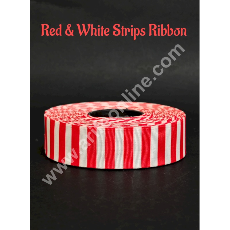 CAKE DECOR 1 Roll Red & White Stripes Ribbon | Gift Wrapping | Decoration (SBR-PR-03)
