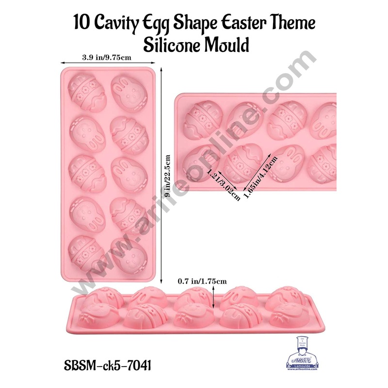 CAKE DECOR 10 Cavity Egg Shape Easter Theme Silicone Mould | Jelly & Soap Mould | Baking Mould - SBSM-ck5-7041