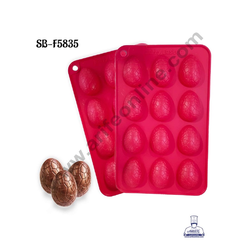 CAKE DECOR 12 cavity Break Texture Easter Egg Shape Silicone Mould - SB-F5835