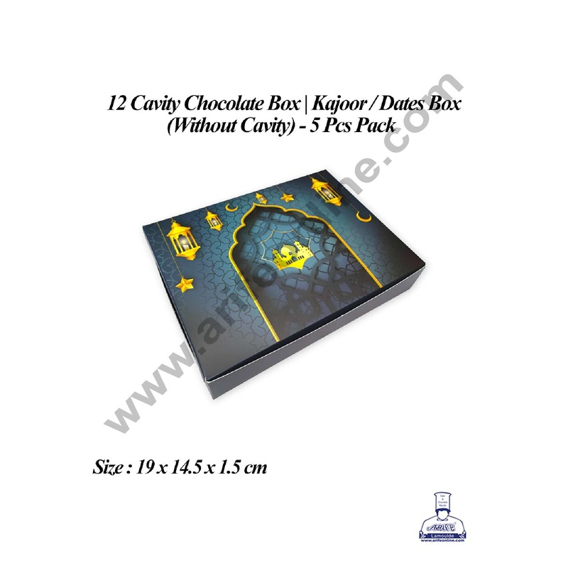 CAKE DECOR 12 Cavity Chocolate Box (Without Cavity) | Kajoor/Dates Box | Ramadan Theme | Sweet Box - 5 Pcs Pack