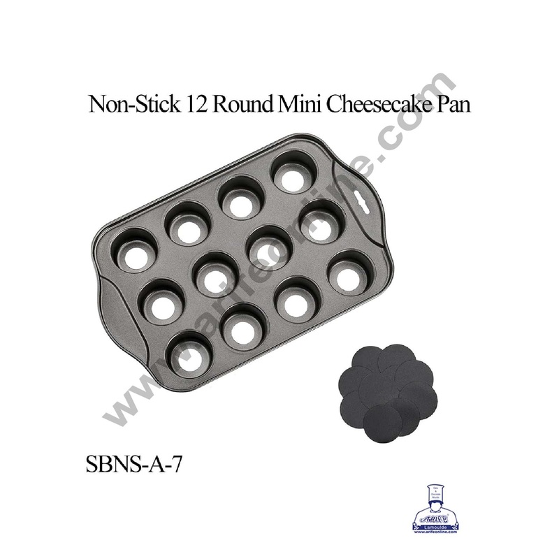 CAKE DECOR 12 Cavity Round Non Stick Mini Cheesecake Pan | Aluminium Mould (SBNS-A-7)