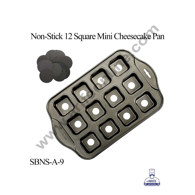 CAKE DECOR 12 Cavity Square Non Stick Mini Cheesecake Pan | Aluminium Mould (SBNS-A-9)