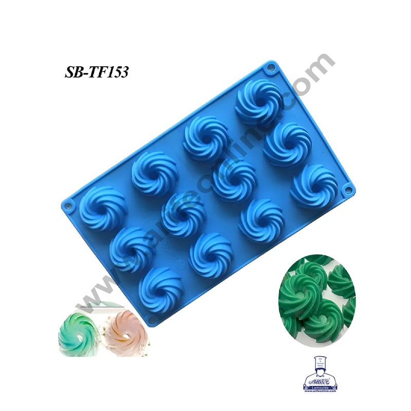 CAKE DECOR 12 cavity Swrill Donut Shape Silicone Mould | Muffin Mould - (SB-TF153)