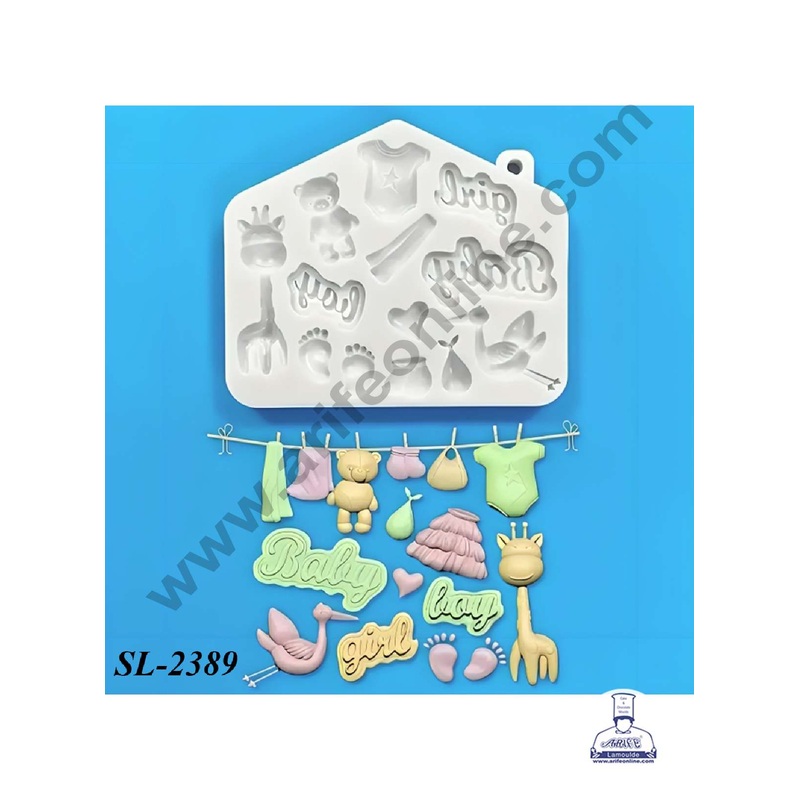CAKE DECOR 13 Cavity Baby Theme Silicone Fondant Mould for Cake Decorations (SBSP-SL-2389)