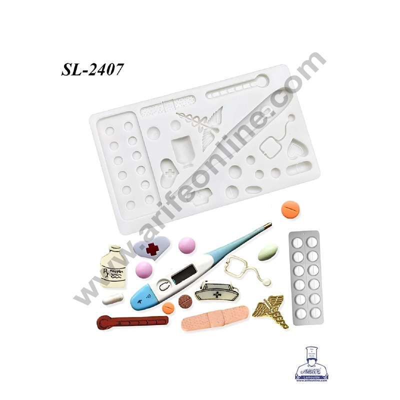 CAKE DECOR 19 Cavity Medical Theme Silicone Fondant Mould for Cake Decorations (SBSP-SL-2407)