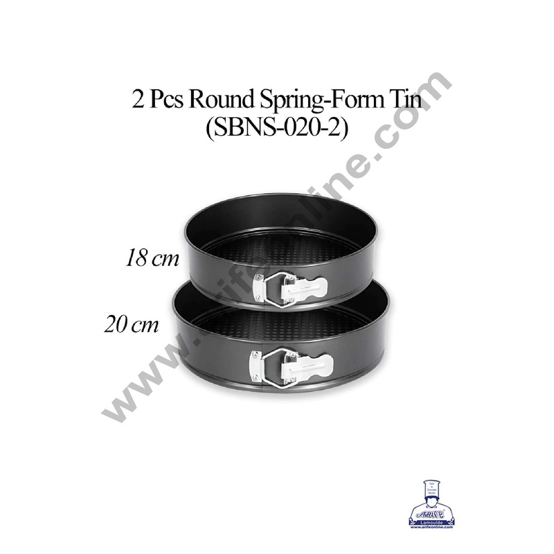 CAKE DECOR 2 Pcs Round Non-Stick Spring-Form Tin | Cake Mould | Bakeware Pan - (SBNS-020-2)