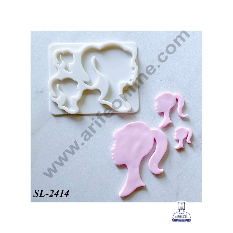 CAKE DECOR 3 Cavity Barbie Theme Silicone Fondant Mould for Cake Decorations (SBSP-SL-2414)