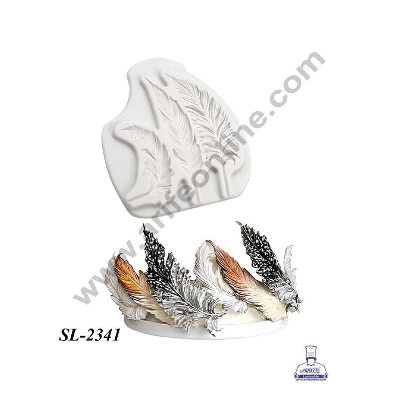 CAKE DECOR 3 Cavity Feather Shape Silicone Fondant Mould for Cake Decorations (SBSP-SL-2341)