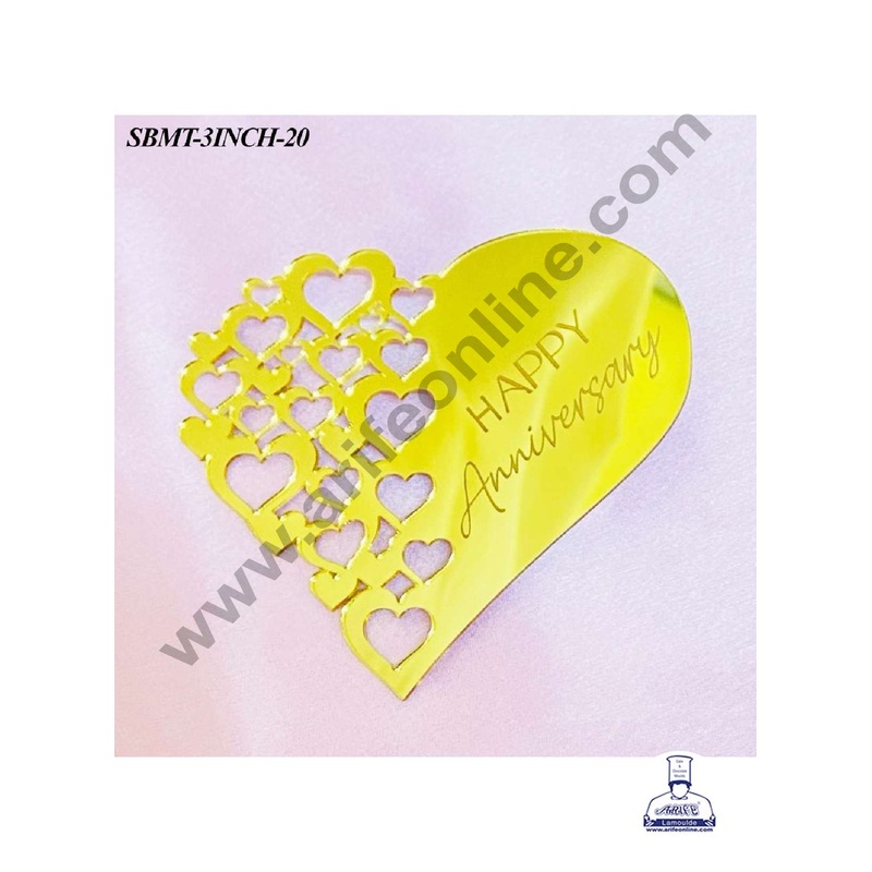 CAKE DECOR 3 inch Acrylic Happy Anniversary Heart Cutout Cake topper (SBMT-3INCH-20)