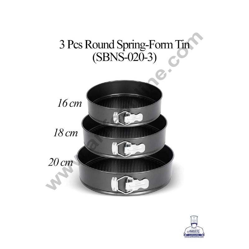 CAKE DECOR 3 Pcs Round Non-Stick Spring-Form Tin | Cake Mould | Bakeware Pan - (SBNS-020-3)