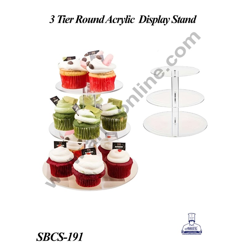 CAKE DECOR 3 Tier Round Acrylic Cake Spacer | Layered Spacer | Dessert Display Stand