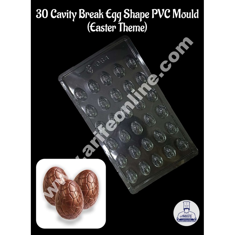 CAKE DECOR 30 Cavity Break Texture Easter Egg Shape PVC Chocolate Mould - 1 Piece (PVC-EM-064)