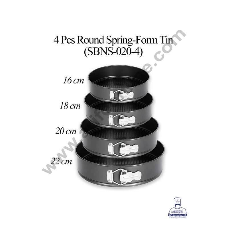 CAKE DECOR 4 Pcs Round Non-Stick Spring-Form Tin | Cake Mould | Bakeware Pan - (SBNS-020-4PCS)
