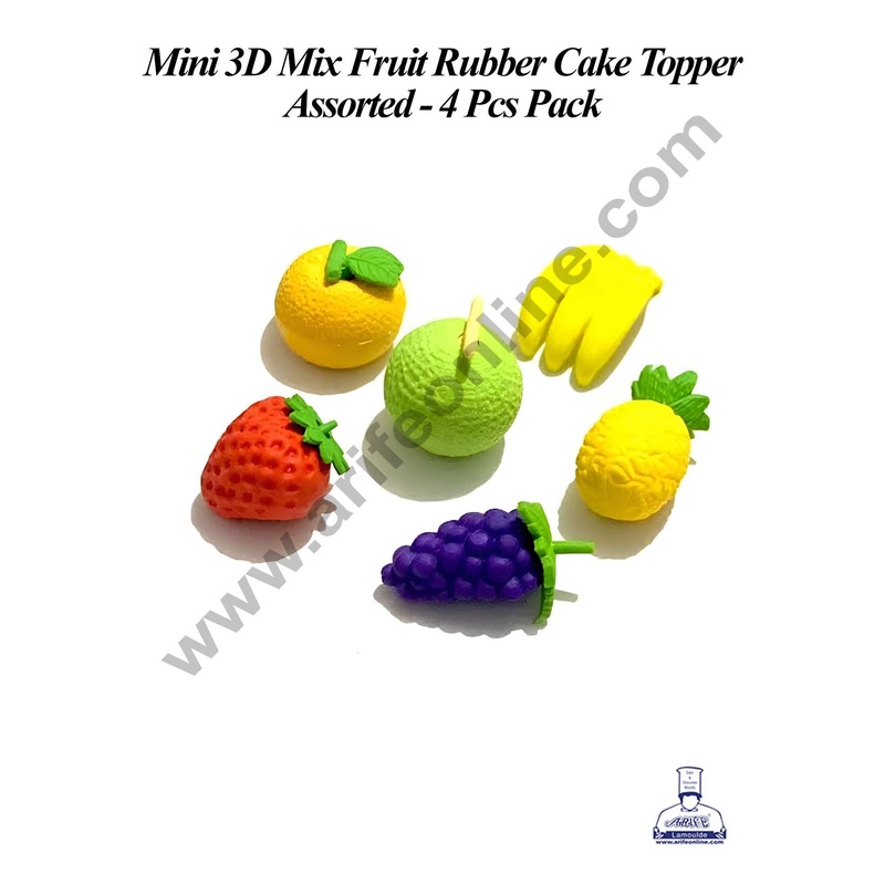 CAKE DECOR 4 Pcs Set Mini 3D Mix Fruit Rubber Cake Topper - Assorted (SBT-R-016)