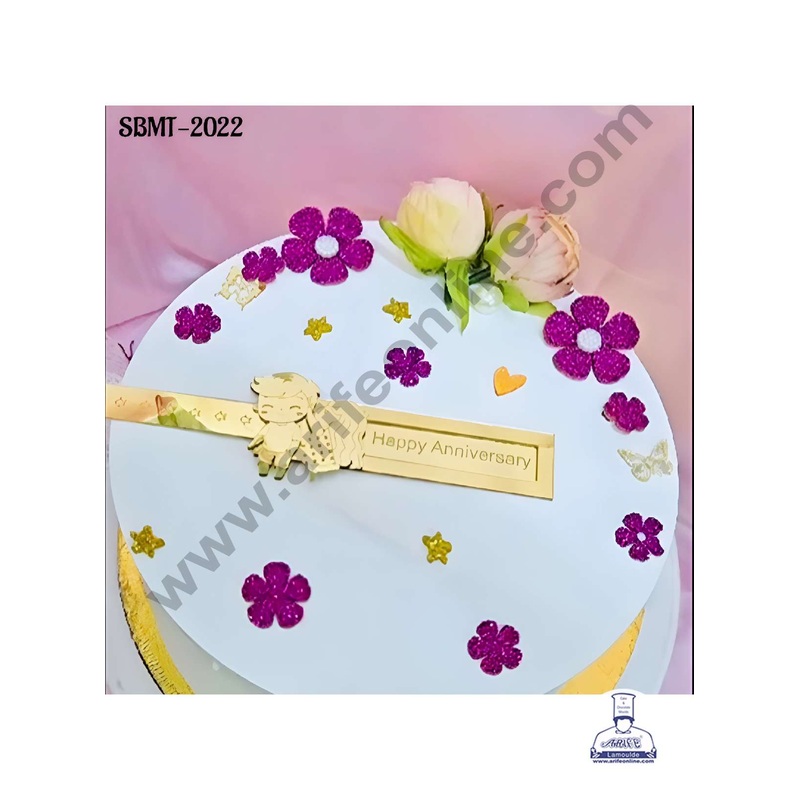 CAKE DECOR 5 inch Acrylic Sliding Surprise Happy Anniversary Message Cake topper (SBMT-2022)