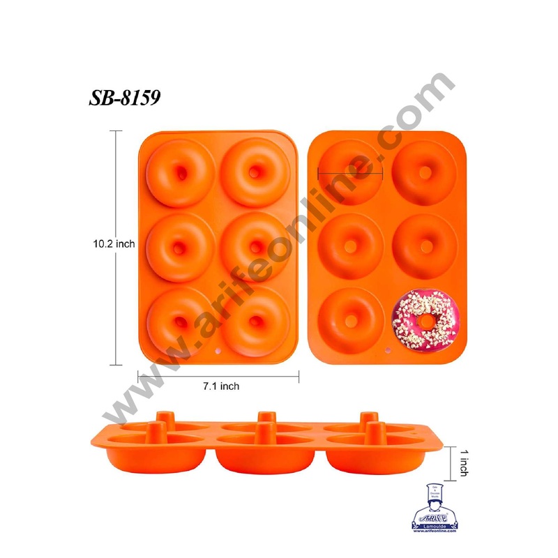 CAKE DECOR 6 cavity Big Donut Shape Silicone Mould 8.5 x 2.5 cm| Muffin Mould - (SB-8159)