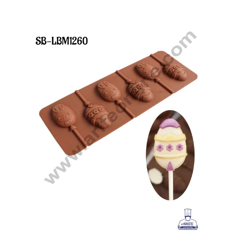 CAKE DECOR 6 Cavity Easter Egg Lollipop Shape Silicone Mould - SB-LBM1260