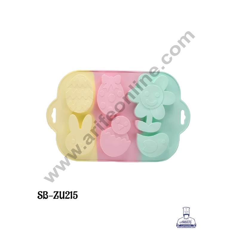 CAKE DECOR 6 cavity Easter Theme Rainbow Silicone Mould SB-ZU215