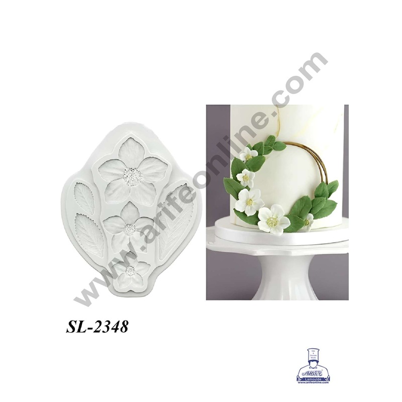 CAKE DECOR 6 cavity Flower & Leaf Shape Silicone Fondant Mould for Cake Decorations (SBSP-SL-2348)