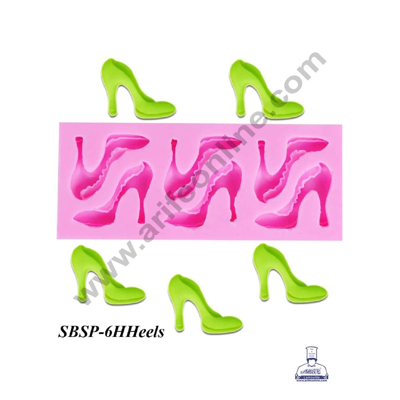 CAKE DECOR 6 cavity High Heels Shape Silicone Fondant Mould for Cake Decorations (SBSP-6HHeels)