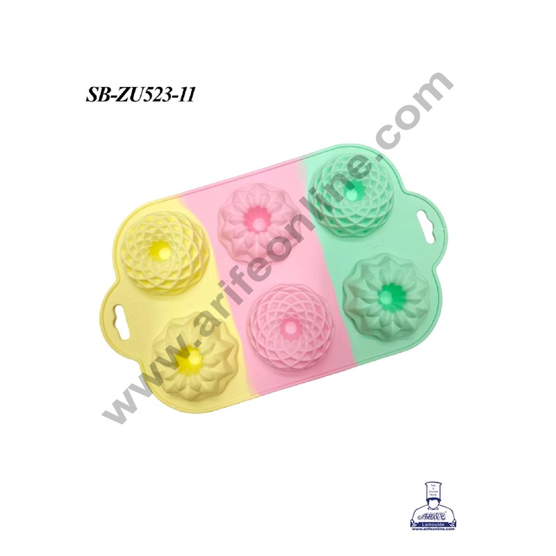 CAKE DECOR 6 cavity Mini Bundt Cake Rainbow Silicone Mould SB-ZU523-11