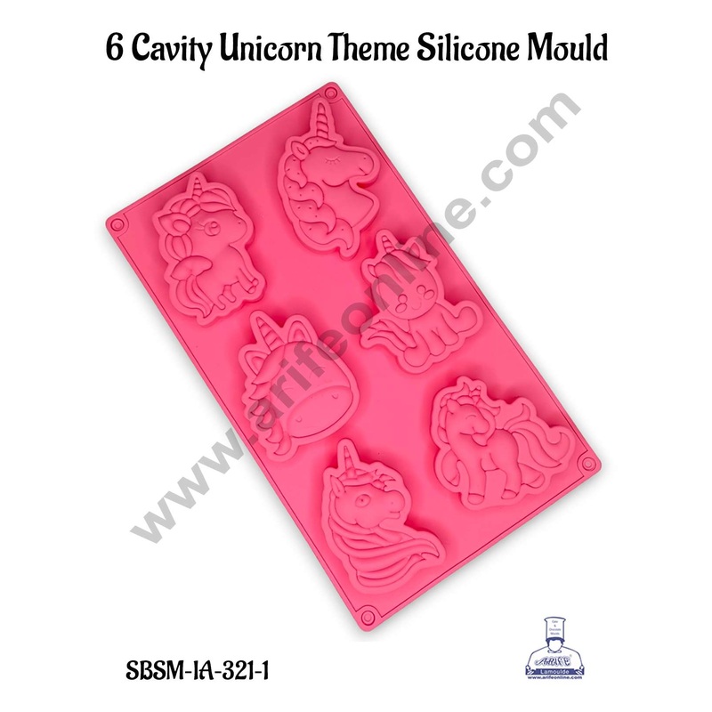 CAKE DECOR 6 Cavity Unicorn Theme Silicone Mould | Jelly & Soap Mould | Baking Mould - SBSMIA3211