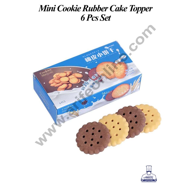 CAKE DECOR 6 Pcs Set Mini Cookie Rubber Cake Topper (SBT-R-013)