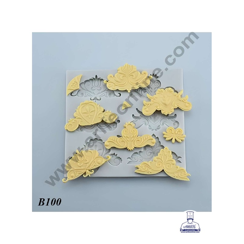 CAKE DECOR 7 Cavity Retro Style Border Silicone Fondant Mould for Cake Decorations (SBSP-B100)