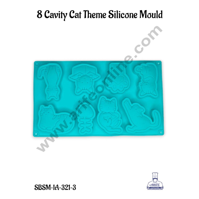 CAKE DECOR 8 Cavity Cat Theme Silicone Mould | Jelly & Soap Mould | Baking Mould - SBSMIA3213