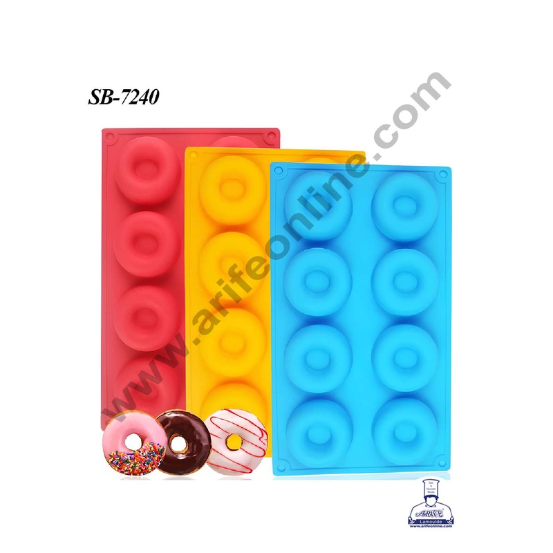 CAKE DECOR 8 cavity Mini Donut Shape Silicone Mould | Muffin Mould