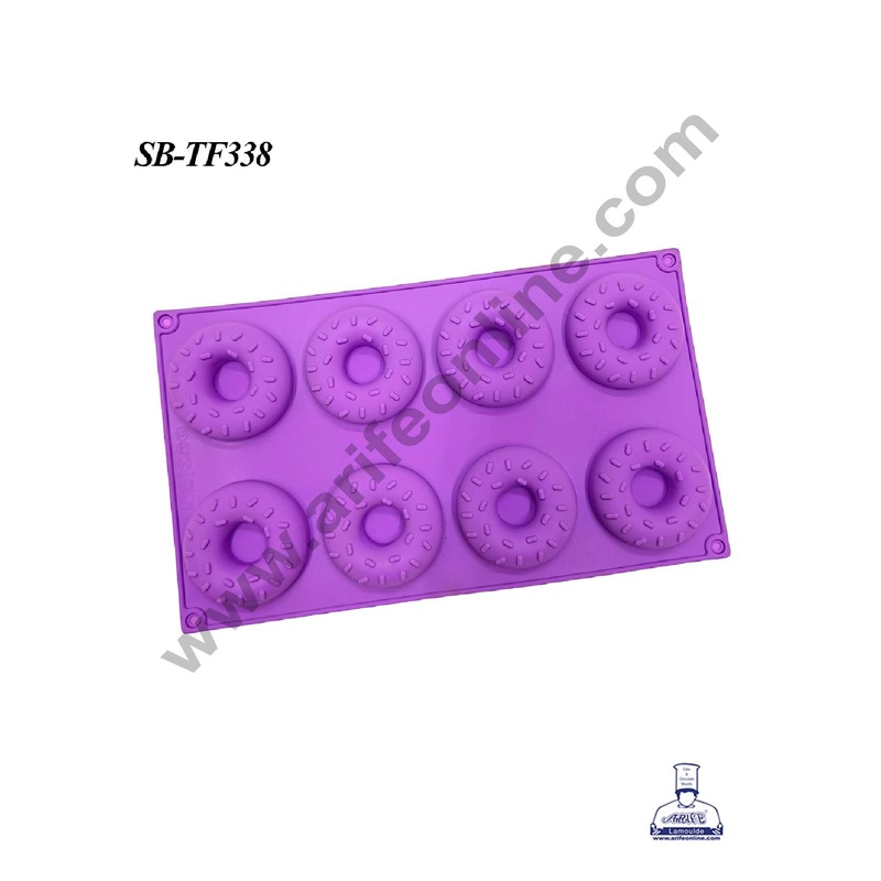 CAKE DECOR 8 cavity Sprinkle Donut Shape Silicone Mould | Muffin Mould