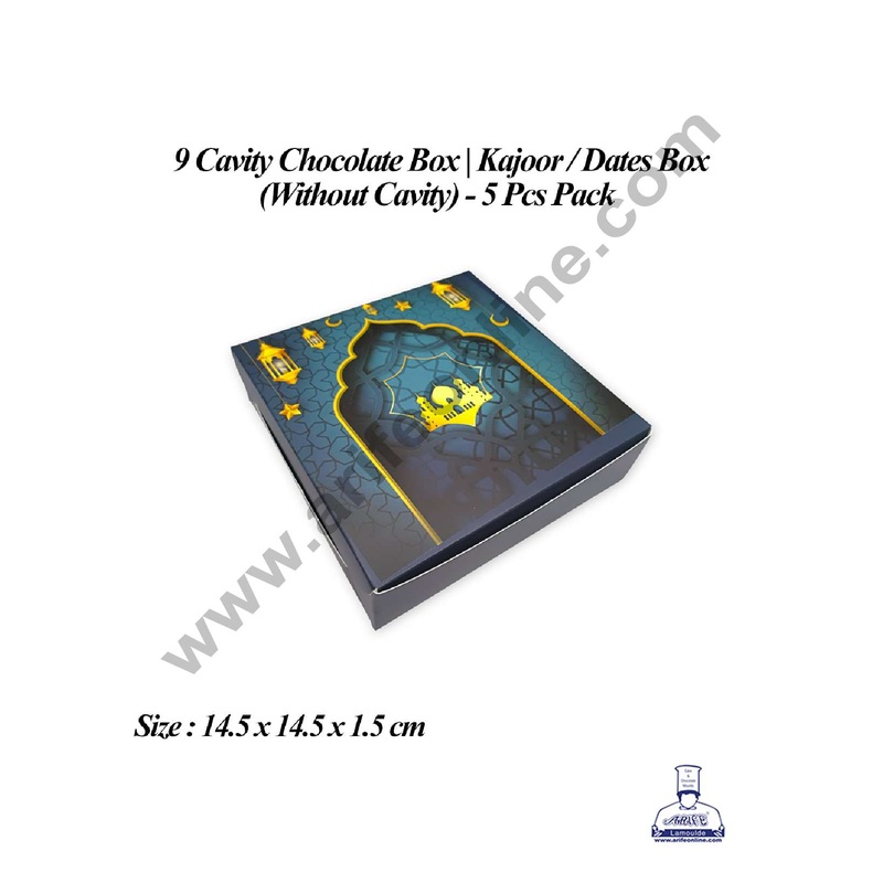 CAKE DECOR 9 Cavity Chocolate Box (Without Cavity) | Kajoor/Dates Box | Ramadan Theme | Sweet Box - 5 Pcs Pack