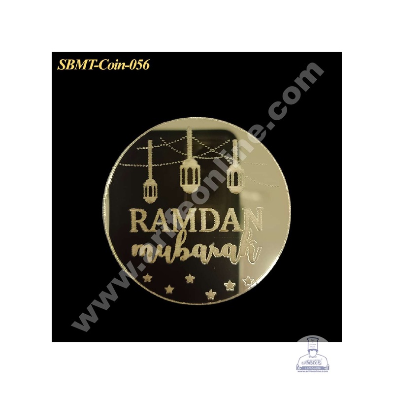 CAKE DECOR Acrylic Ramadan Mubarak Coin Topper for Cake and Cupcakes ( SBMT-Coin-056 )