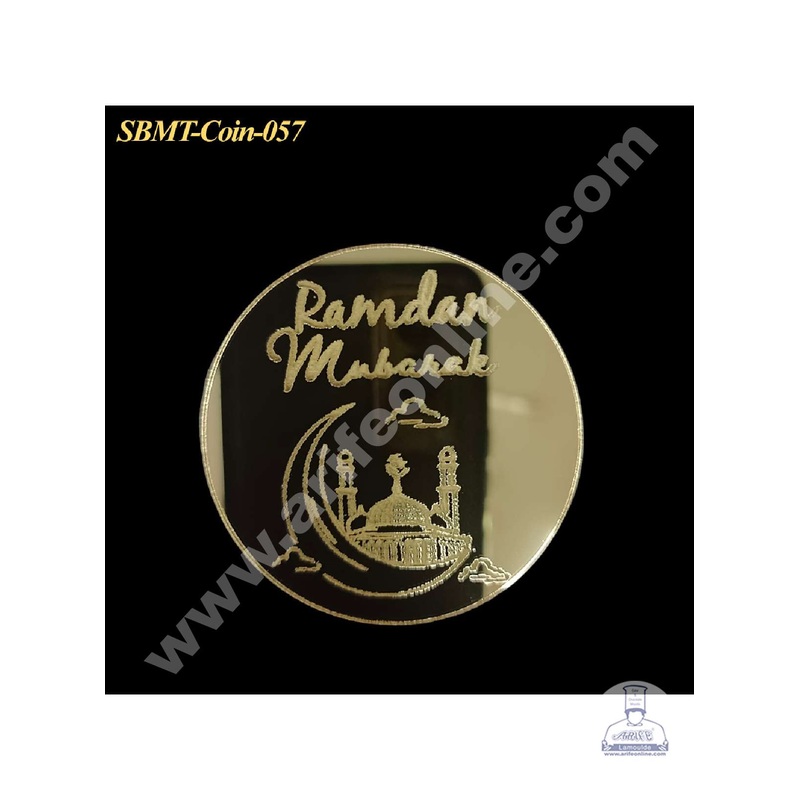 CAKE DECOR Acrylic Ramadan Mubarak Coin Topper for Cake and Cupcakes ( SBMT-Coin-057 )