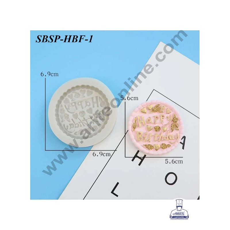 CAKE DECOR Fancy Happy Birthday Style 01 Silicone Fondant Mould for Cake Decorations (SBSP-HBF-1)