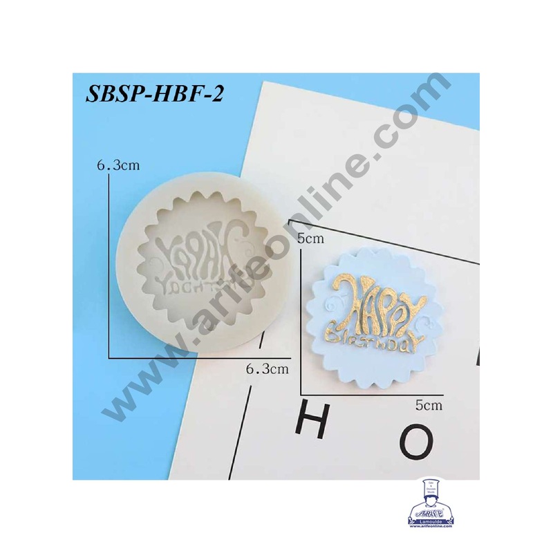 CAKE DECOR Fancy Happy Birthday Style 02 Silicone Fondant Mould for Cake Decorations (SBSP-HBF-2)