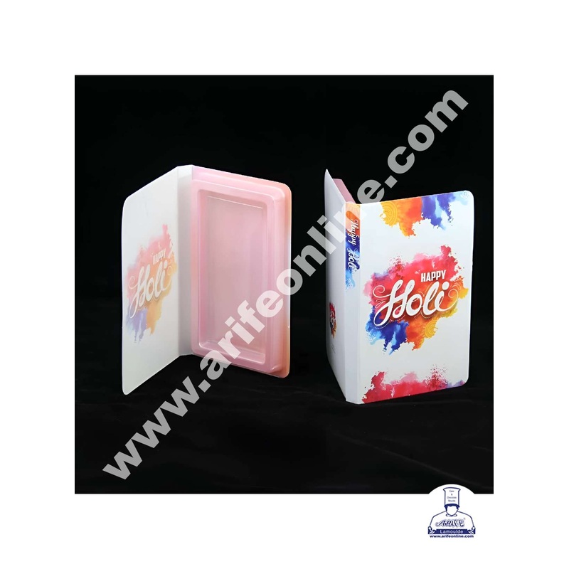 CAKE DECOR Happy Holi Book Shape Chocolate Box (Pack of 1Pc)