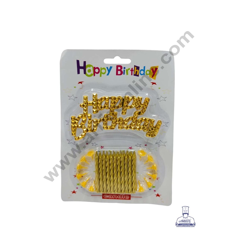 CAKE DECOR HBD Cake Topper with Twisted Candles for Cake & Cupcake Decoration