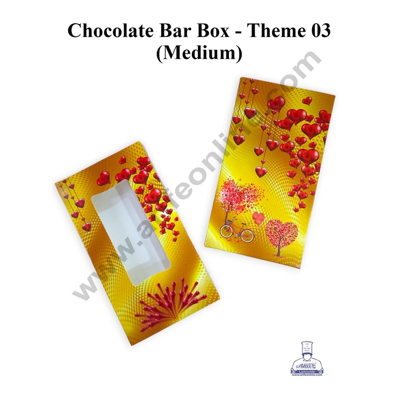 CAKE DECOR Medium Printed Chocolate Bar Box - Theme 3 ( Pack of 10 Pcs )