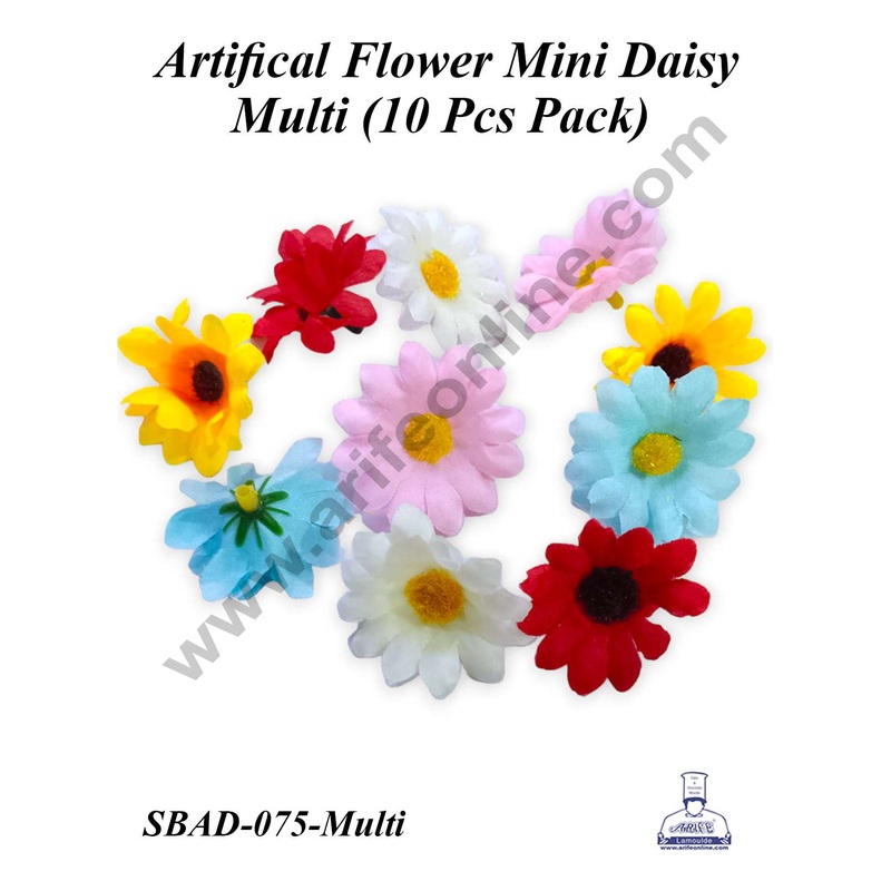 CAKE DECOR Multi Color Mini Daisy Artificial Flower For Cake Decoration ( 10 pcs pack )