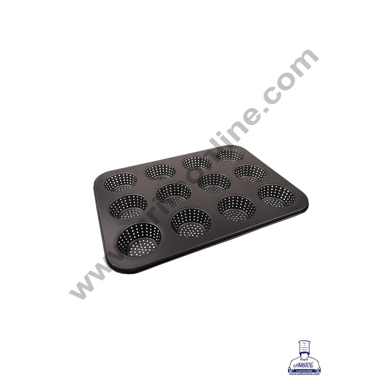 CAKE DECOR Non Stick Aluminium 12-in-1 Perforated Muffin Tray (SBNS-12P)