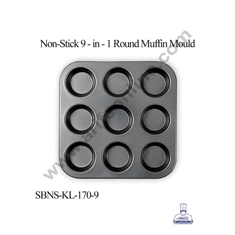 CAKE DECOR Non Stick  Aluminum 9 Cavity Muffin Tray (SBNS-KL-170-9)