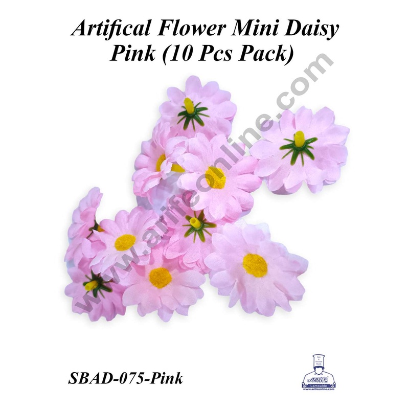 CAKE DECOR Pink Mini Daisy Artificial Flower For Cake Decoration ( 10 pcs pack )