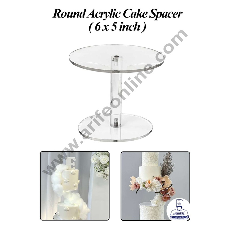 CAKE DECOR Round Acrylic Cake Spacer | Multi-Style Spacer | Dessert Display Stand - ( 6" x 5")