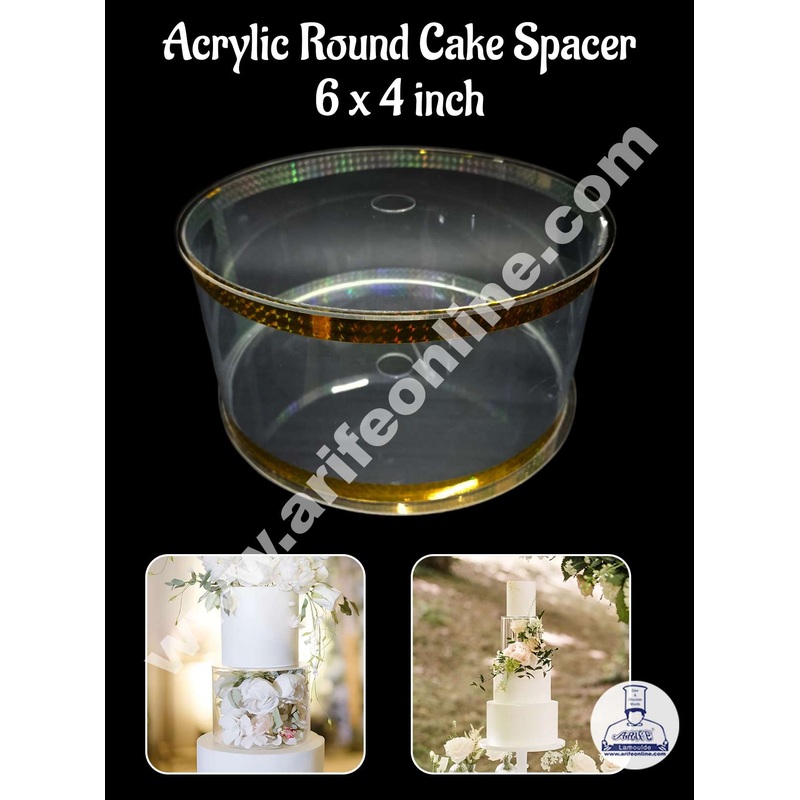 CAKE DECOR Round Cake Spacer 6" X 4" Acrylic Clear Cake Display Spacer