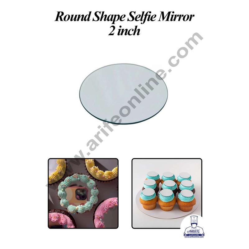CAKE DECOR Round Shape Selfie Mirror for Cake & Cupcake - 2 Inch ( 1 piece )
